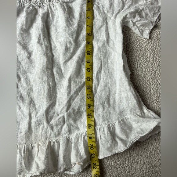 TERZO MILLENNIO WHITE OFF THE SHOULDER LINEN BLOUSE SIZE LARGE SUSTAINABLE - Picture 8 of 9